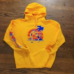 Rick & Morty Adult Swim Ripple Junction Yellow Tropical Graphic Hoodie Large